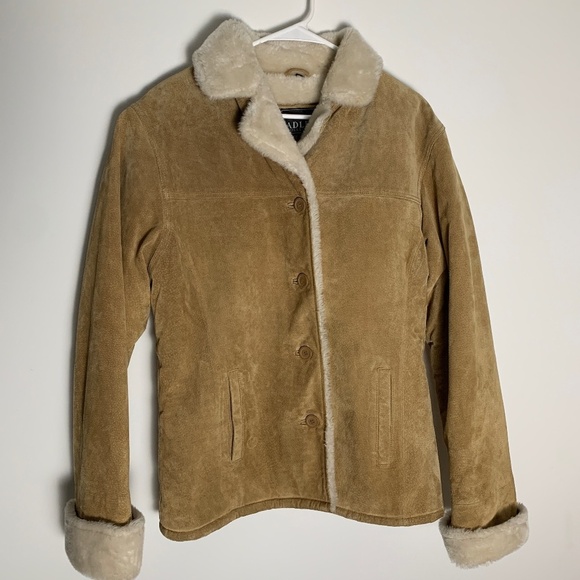 Vintage Adler Collection | Tan Genuine Leather Suede Faux Fur Lined Jacket L - Picture 1 of 5